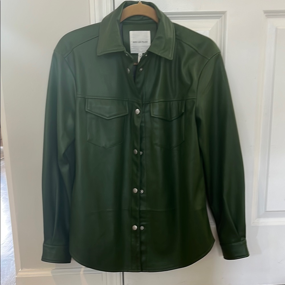 Avec Les Filles Olive Faux Leather Jacket